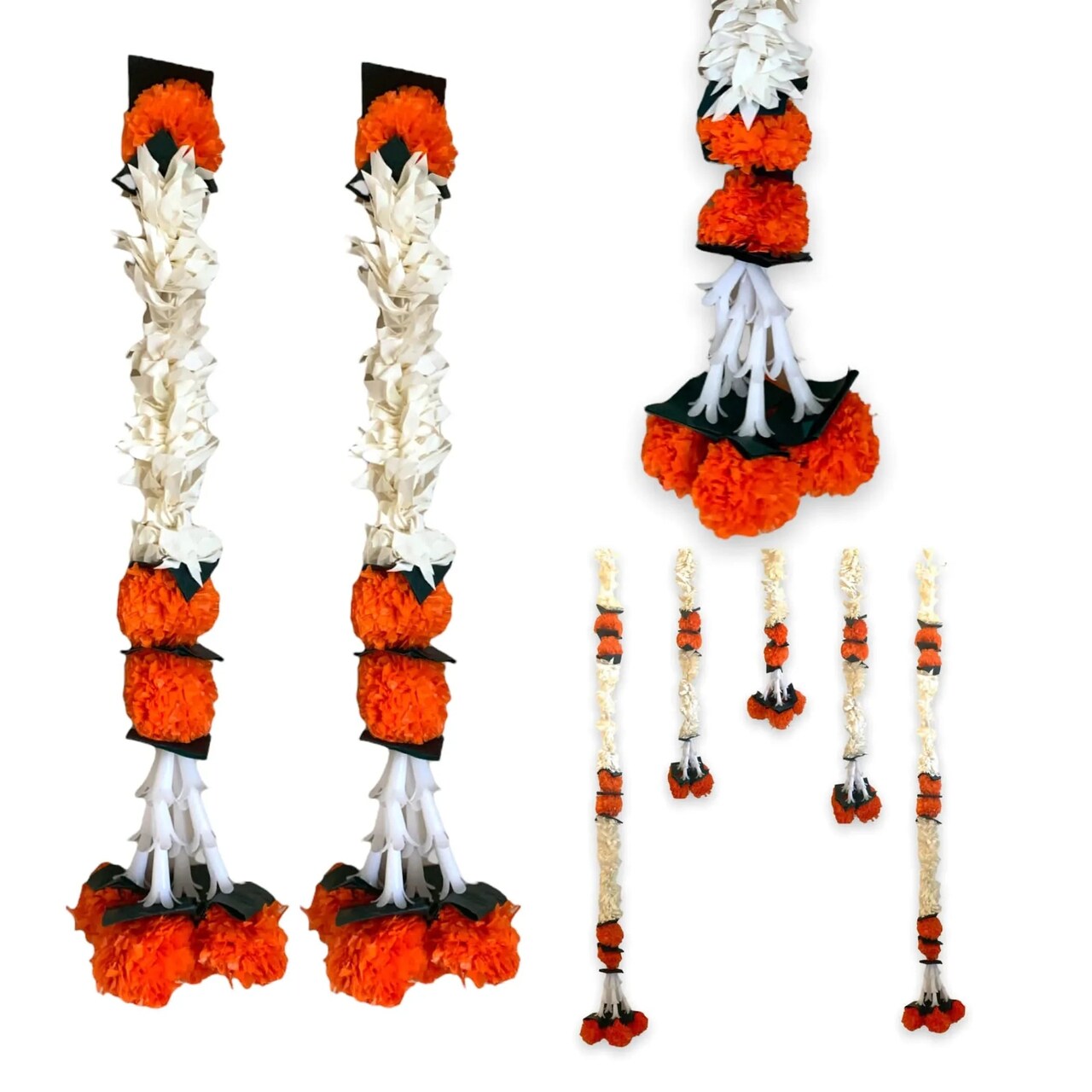 2 Strings Artificial Marigold Flowers Garland Bandhanwar String for Home, Party Door Hanging Diwali Decorations for Day of the Dead Ofrenda Halloween Marygold Traditional Indian Theme